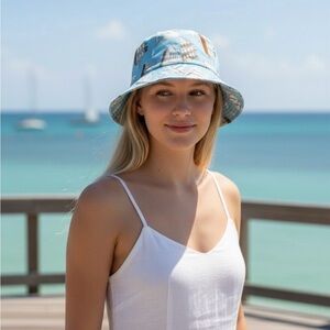Sailboat Print Light Blue Bucket Hat